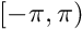 $[-\pi, \pi)$